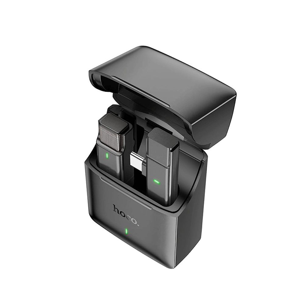 هوكو ميكروفونات لاسلكية مع علبة شحن موديل S31 - أسود