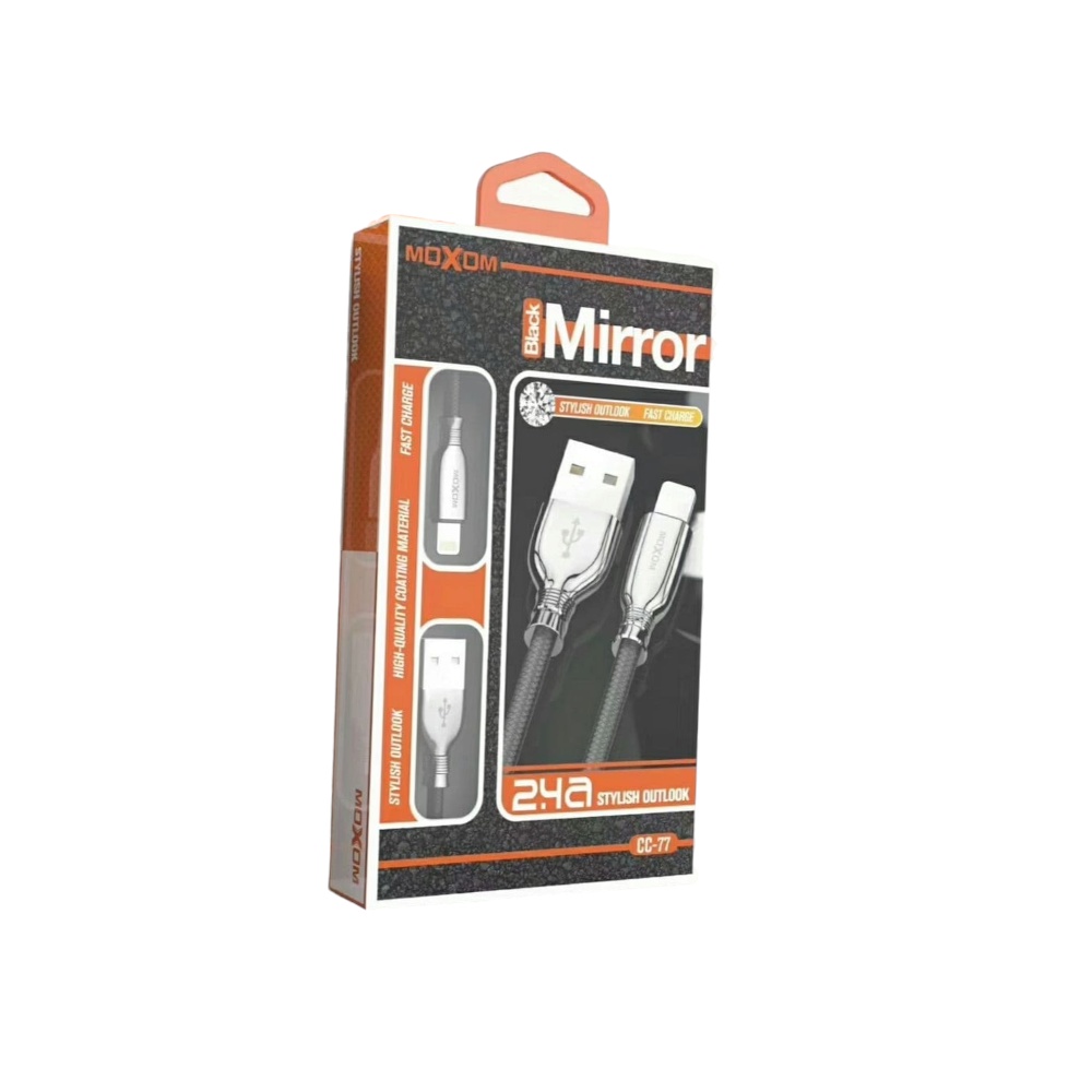  موكسوم وصلة شحن و نقل بيانات ميكرو قماشية قوة 2.4 أمبير طول 1 متر موديل  CC-77 - أسود