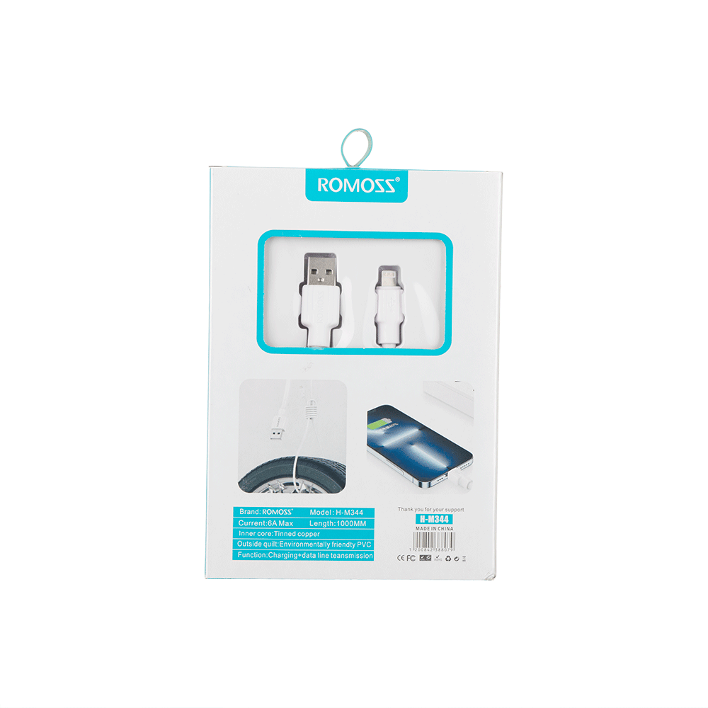 راموس كابل شحن و بيانات يو اس بي إلى لايتننج بطول 1 متر موديل H-M344 - أبيض