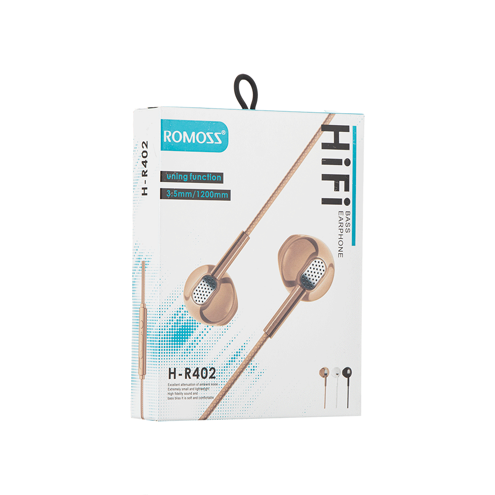 راموس سماعة أذن سلكية بطول 1.2 متر موديل H-R402 - أبيض