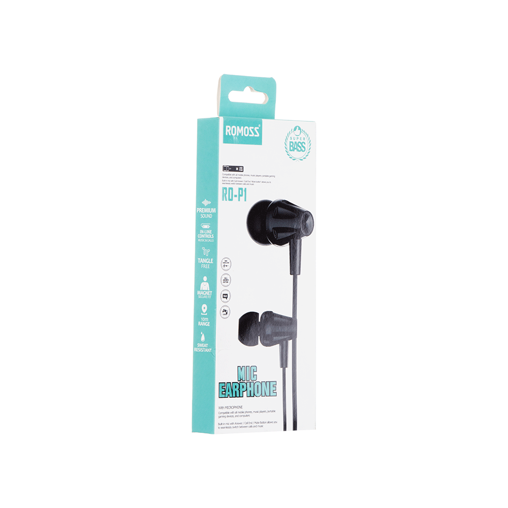 راموس سماعة أذن سلكية موديل RO-P1 - أسود