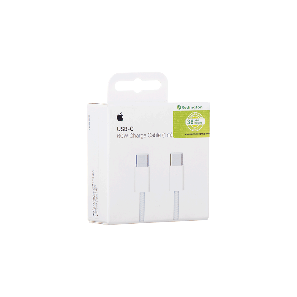 آبل وصلة شحن من تايب سي إلى تايب سي قوة 60 وات طول 1 متر وكالة - أبيض