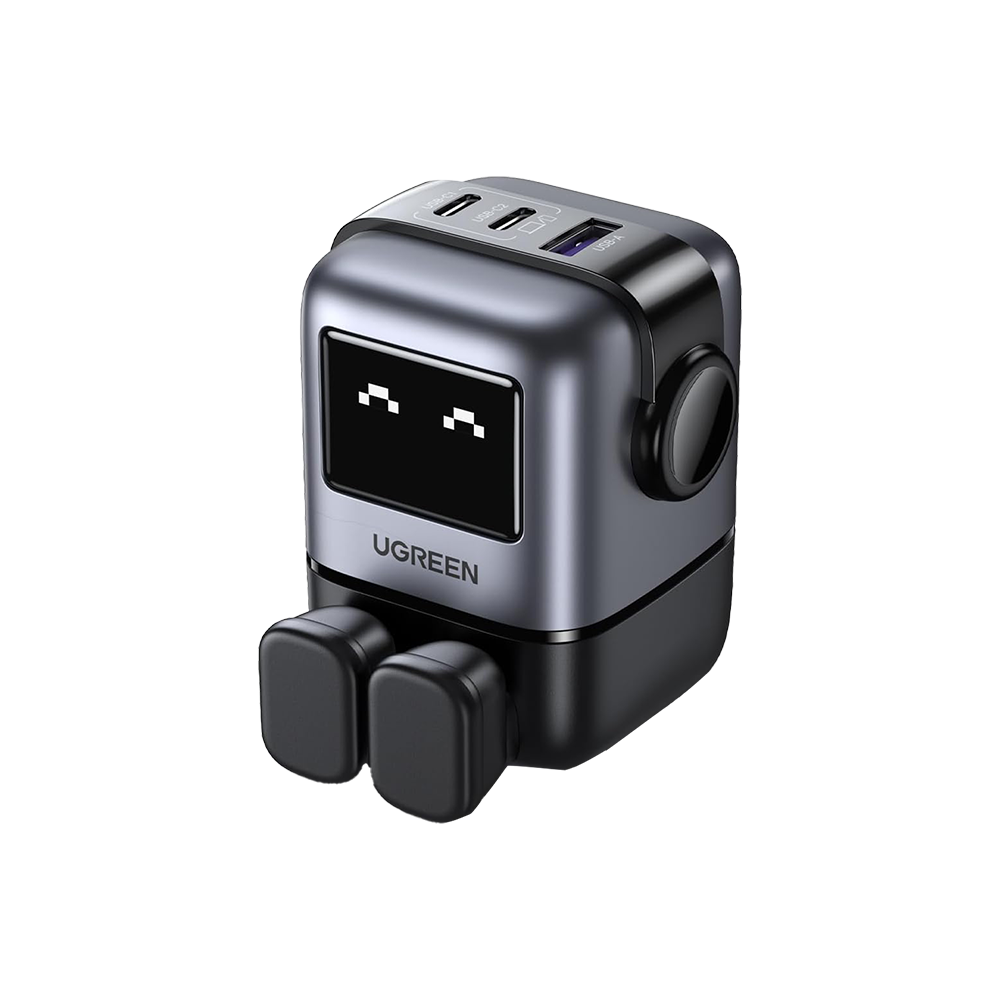 يوجرين راس شاحن بقوة 65 واط يدعم الشحن السريع 3 منافذ شكل روبوت - أزرق غامق