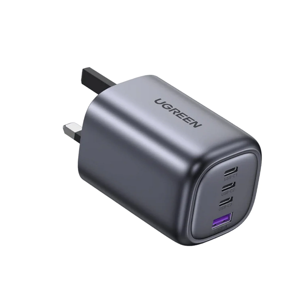 يوجرين راس شاحن بقوة 100وات يدعم الشحن السريع ب4 منافذ - رمادي