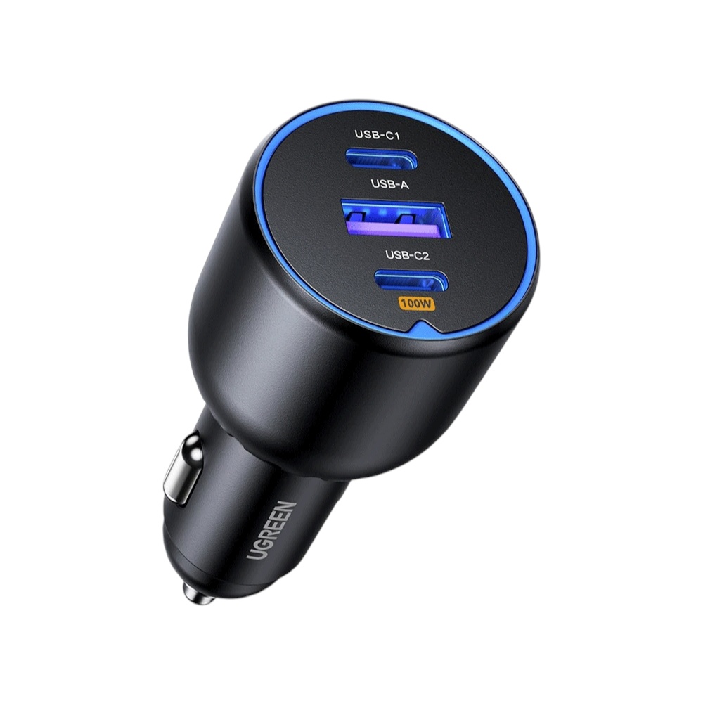 يوجرين رأس شاحن سيارة 130 واط - 3 منافذ - أسود