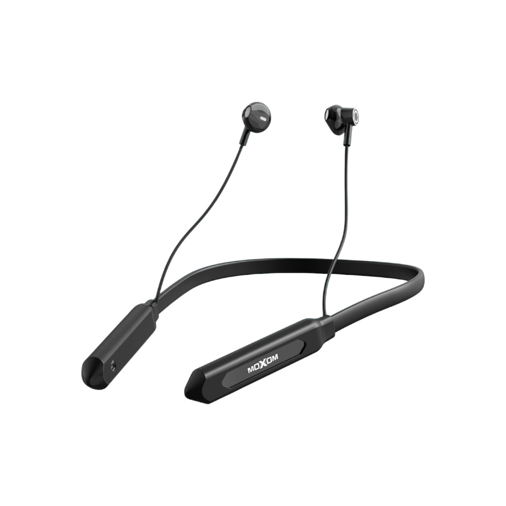 موكسوم سماعات بلوتوث رياضية حول الرقبة مع رؤوس مغناطيسية وميكروفون موديل MX-WL66 - أسود