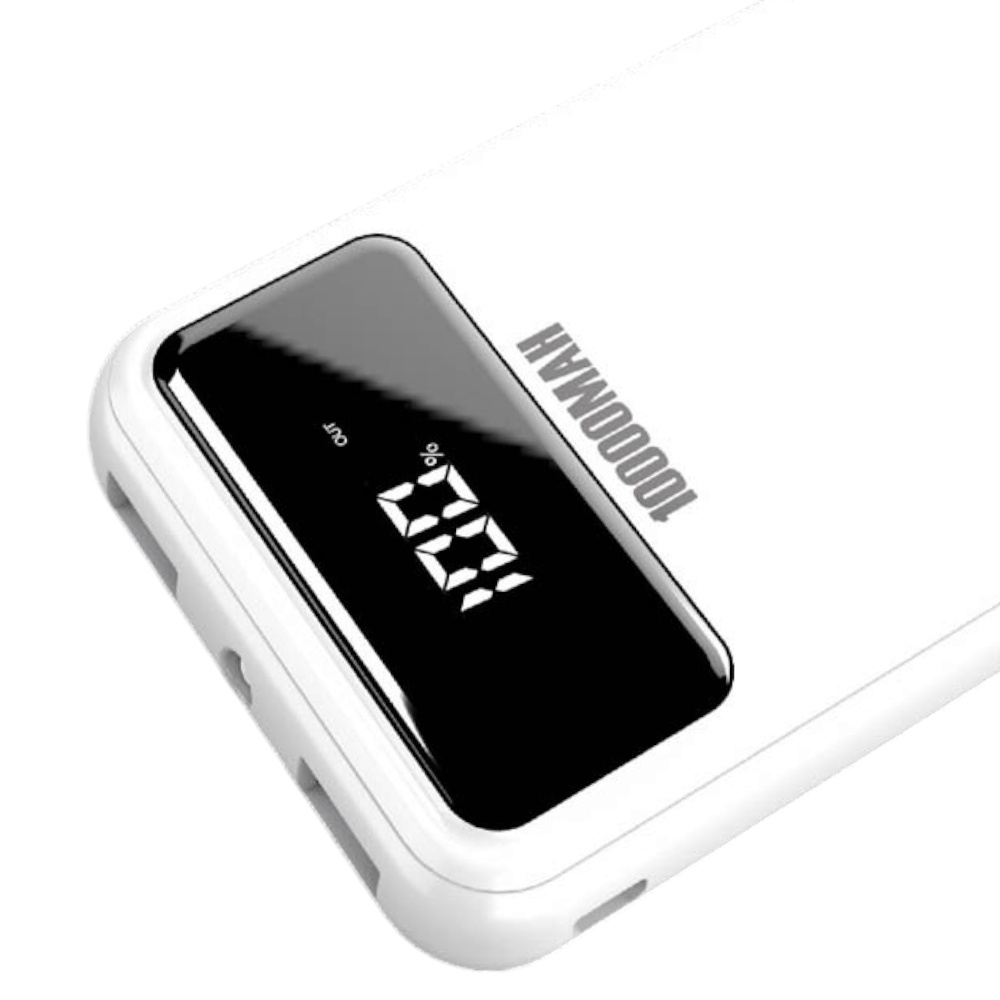 موكسوم باور بانك بسعة 12000 مللي امبير  ومنفذين يو اس بي وشاشة LCD موديل MX-PB12 - أبيض