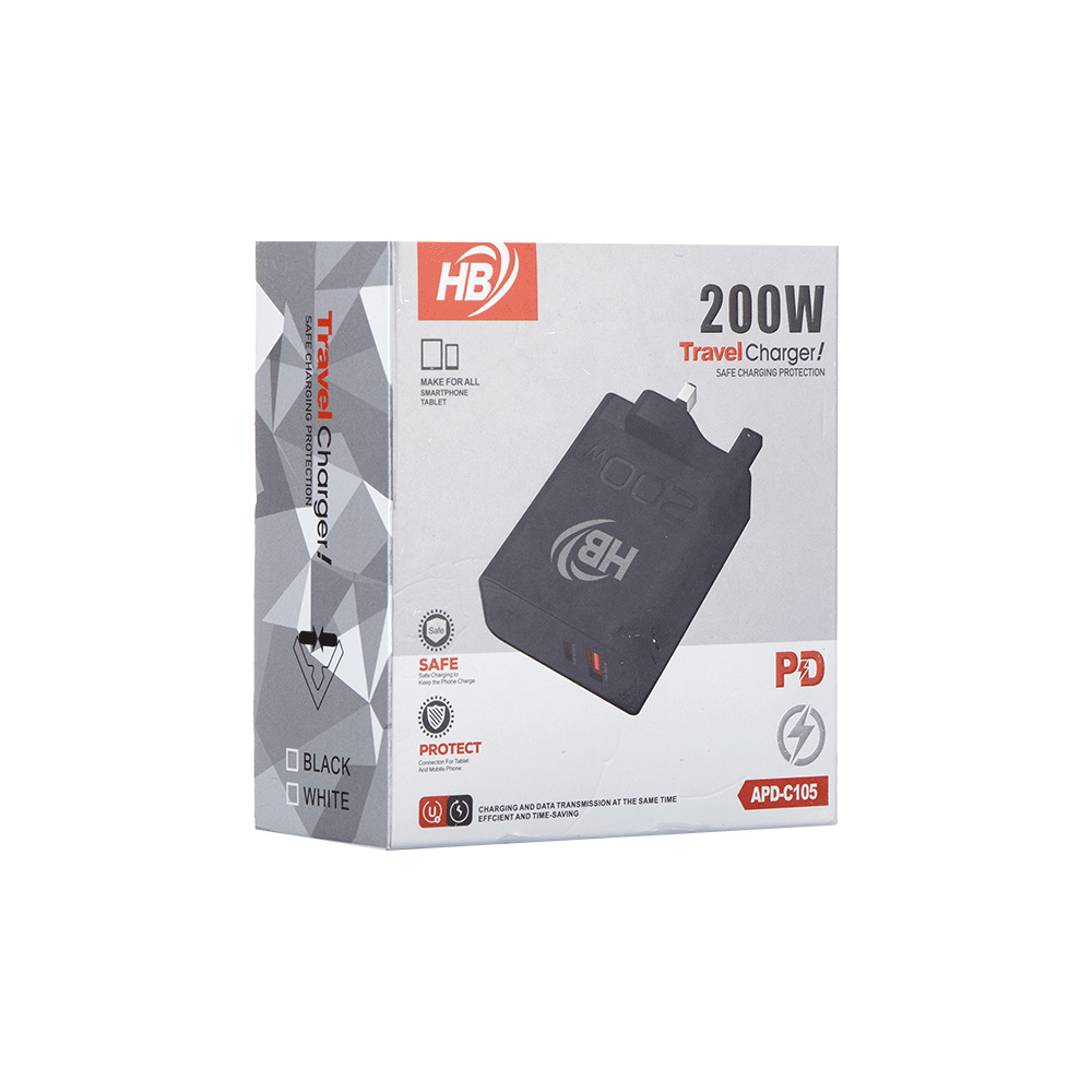 إتش بي شاحن جداري بقوة 200 واط متعدد المنافذ و بتقنية الشحن السريع - APD-C105