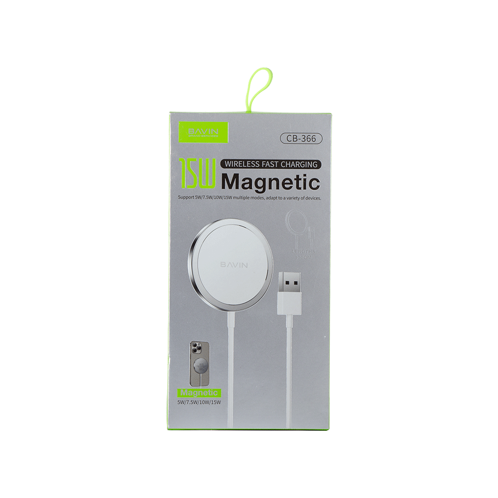 بافين شاحن مغناطيسي لاسلكي منفذ يو إس بي بقوة 15 واط - موديل CB-366
