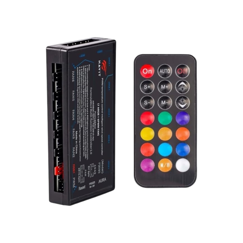 هافيت مروحة تبريد كمبيوتر مع ريموت تحكم موديل F2093 - أسود