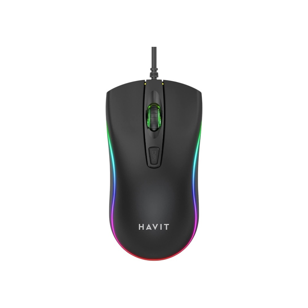 هافيت ماوس ألعاب سلكي بإضاءة RGB موديل MS72 - متعدد الألوان