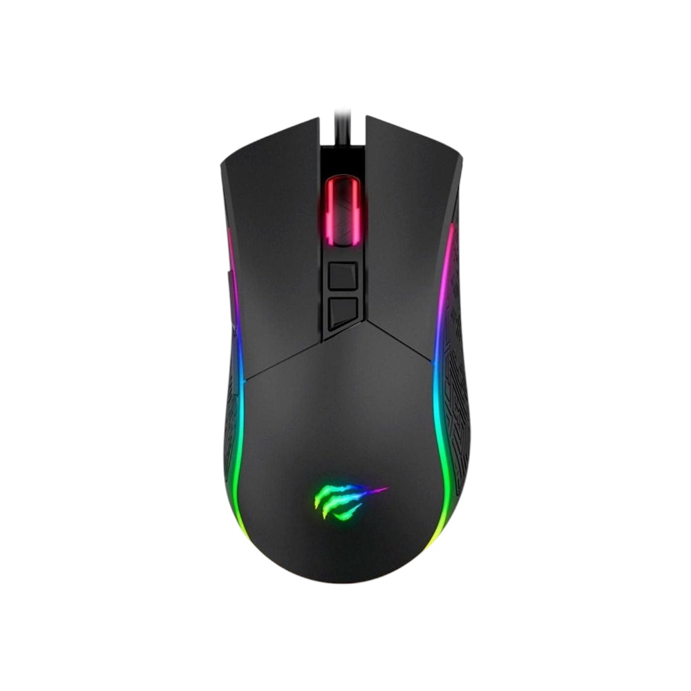 هافيت جامينوت ماوس ألعاب بإضاءة خلفية RGB بـ 7 أزرار موديل MS1001 - أسود