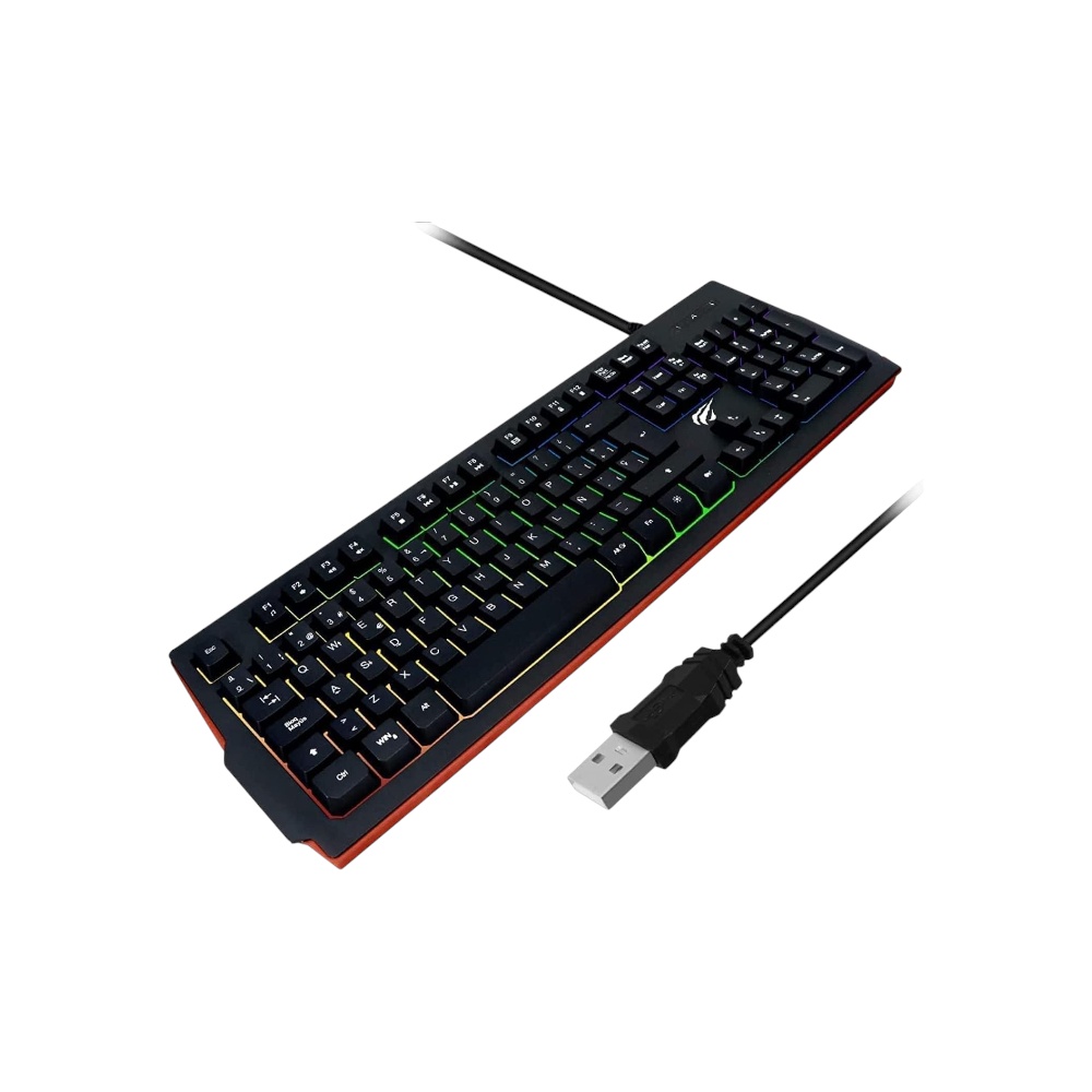 هافيت لوحة مفاتيح للألعاب بإضاءة RGB و تصميم مريح موديل KB866L - متعدد الألوان