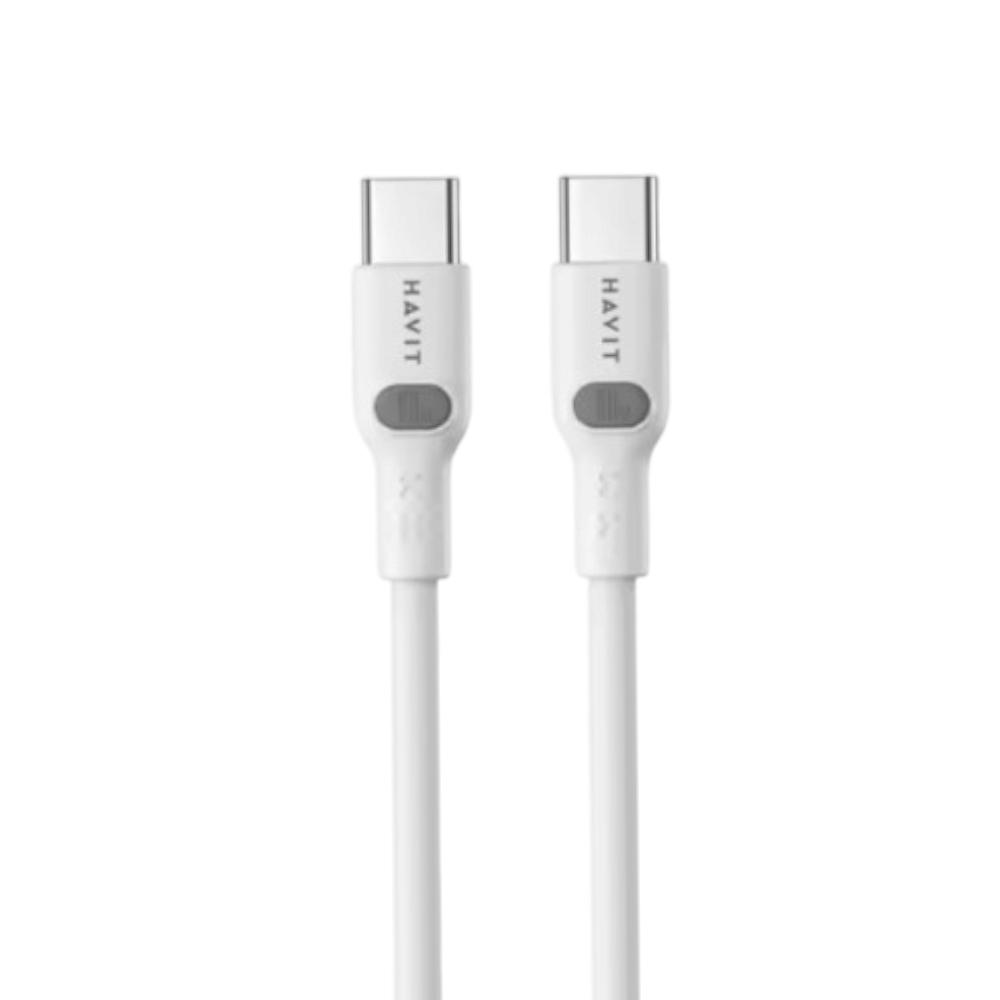 هافيت كابل شحن 1 متر تايب سي تايب سي بقوة 100 واط - ابيض