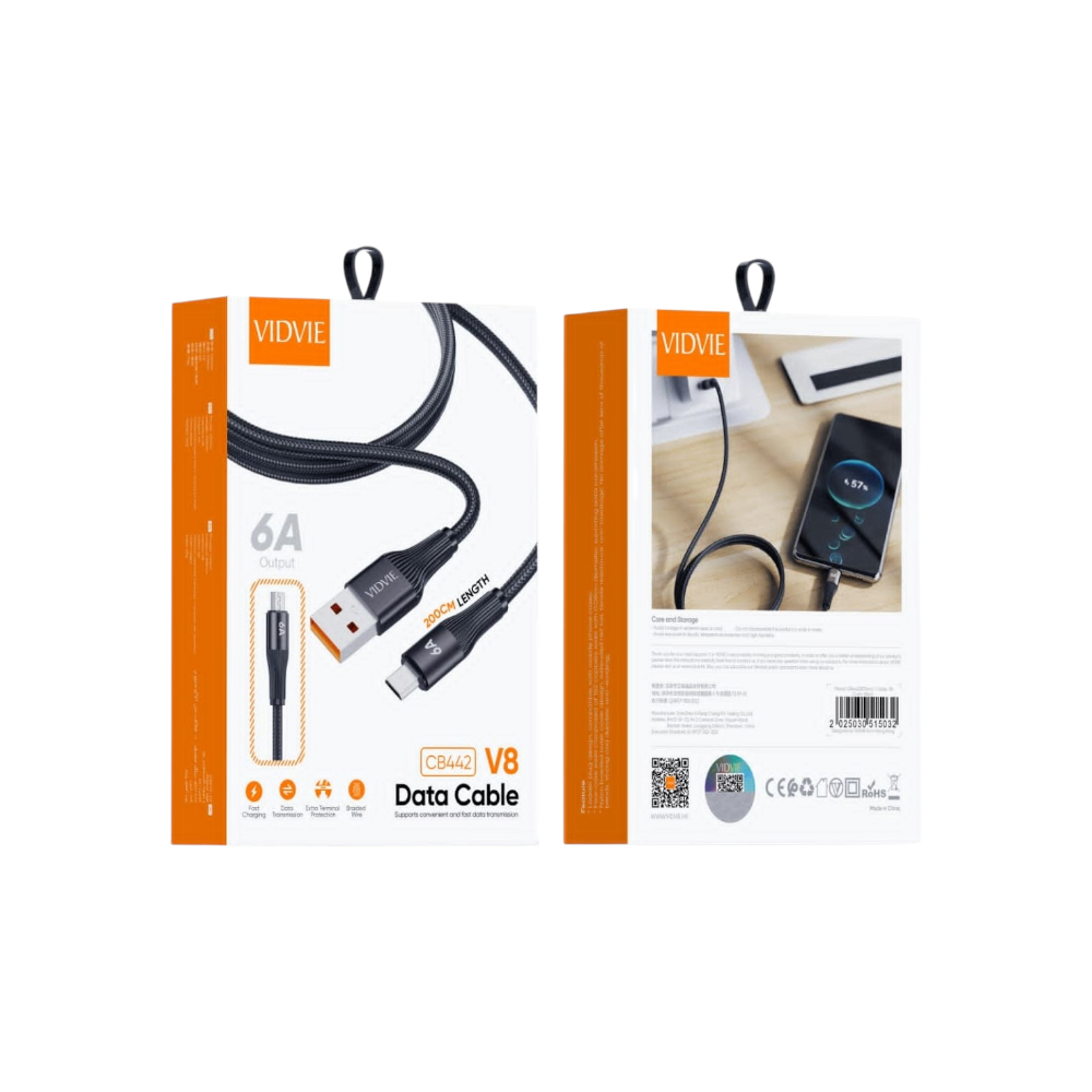 فيدفي كابل شحن قماش تايب سي  لايتنينج 120 وات 2 متر - أسود