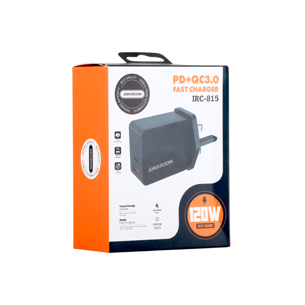 جومكسروم رأس شاحن جداري بمنفذ تايب سي ومنفذ PD+QC3.0