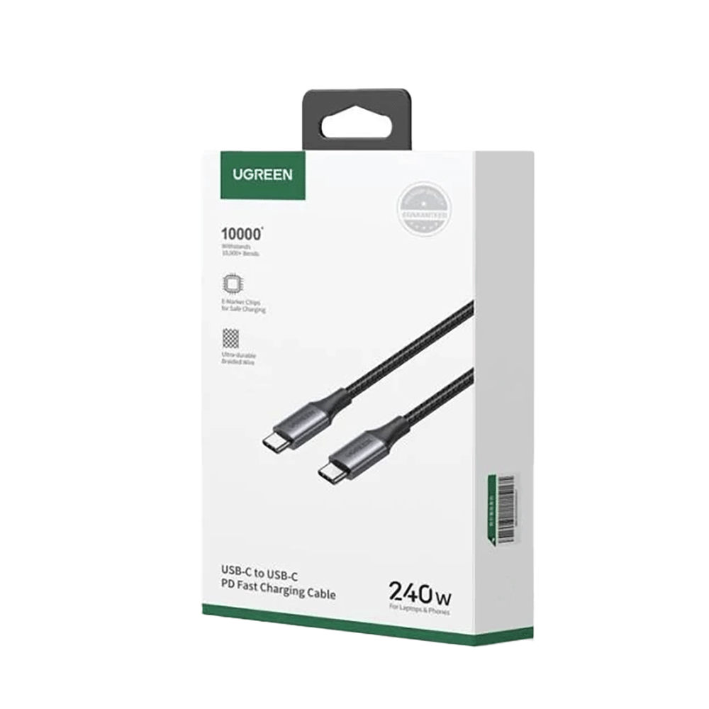 يوجرين وصلة شحن ونقل بيانات تايب سي سريعة 1 متر قوة 240 وات - أسود