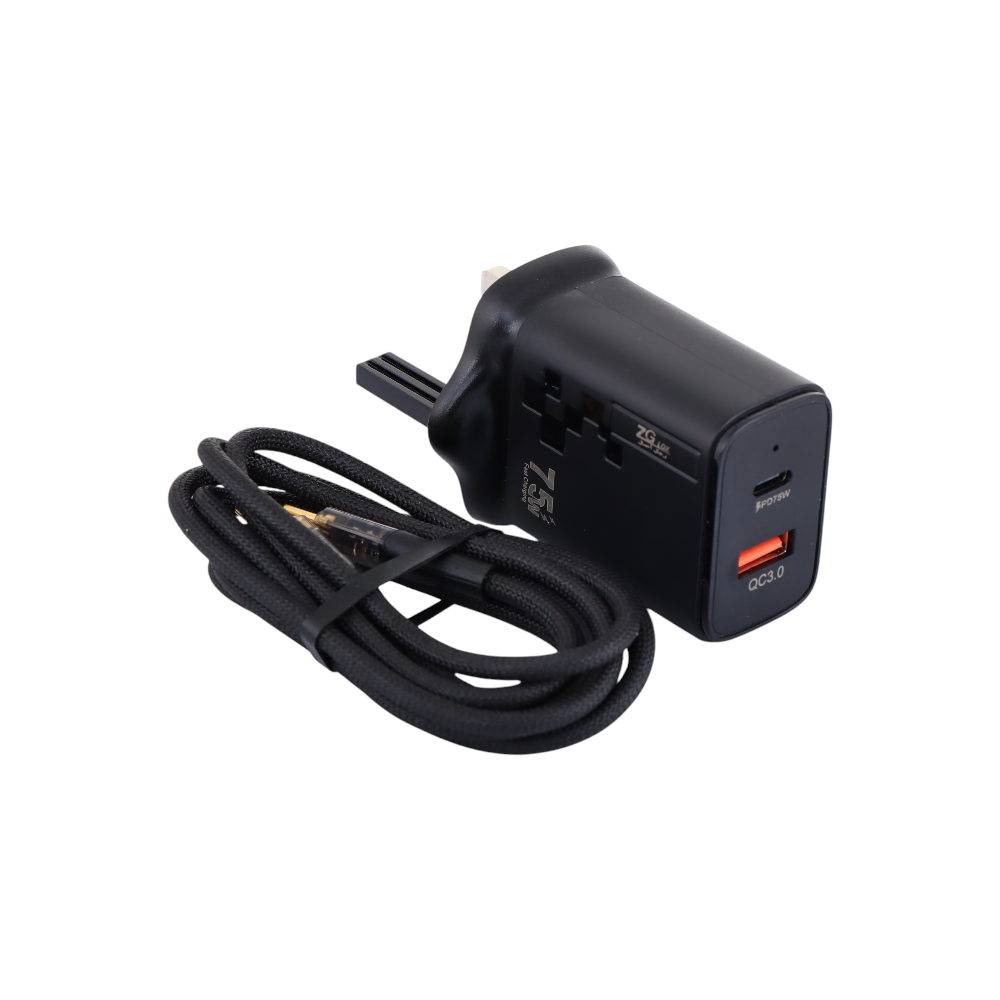 زد جي لوكس شاحن جداري بقوة 75 وات مع كابل تايب سي موديل ZG-A13 - أسود