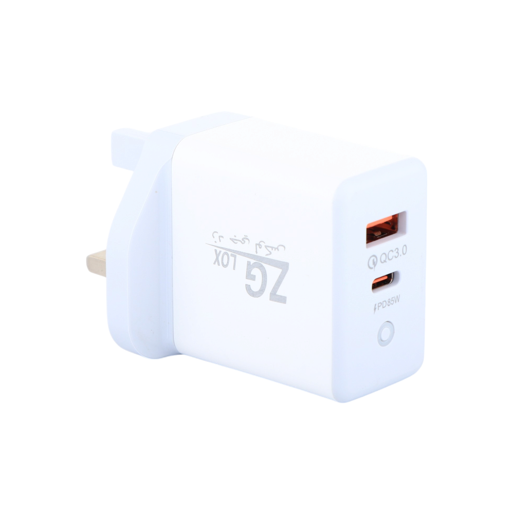 زد جي لوكس شاحن جداري 85 وات USB و تايب سي موديل ZG-A16 - أبيض
