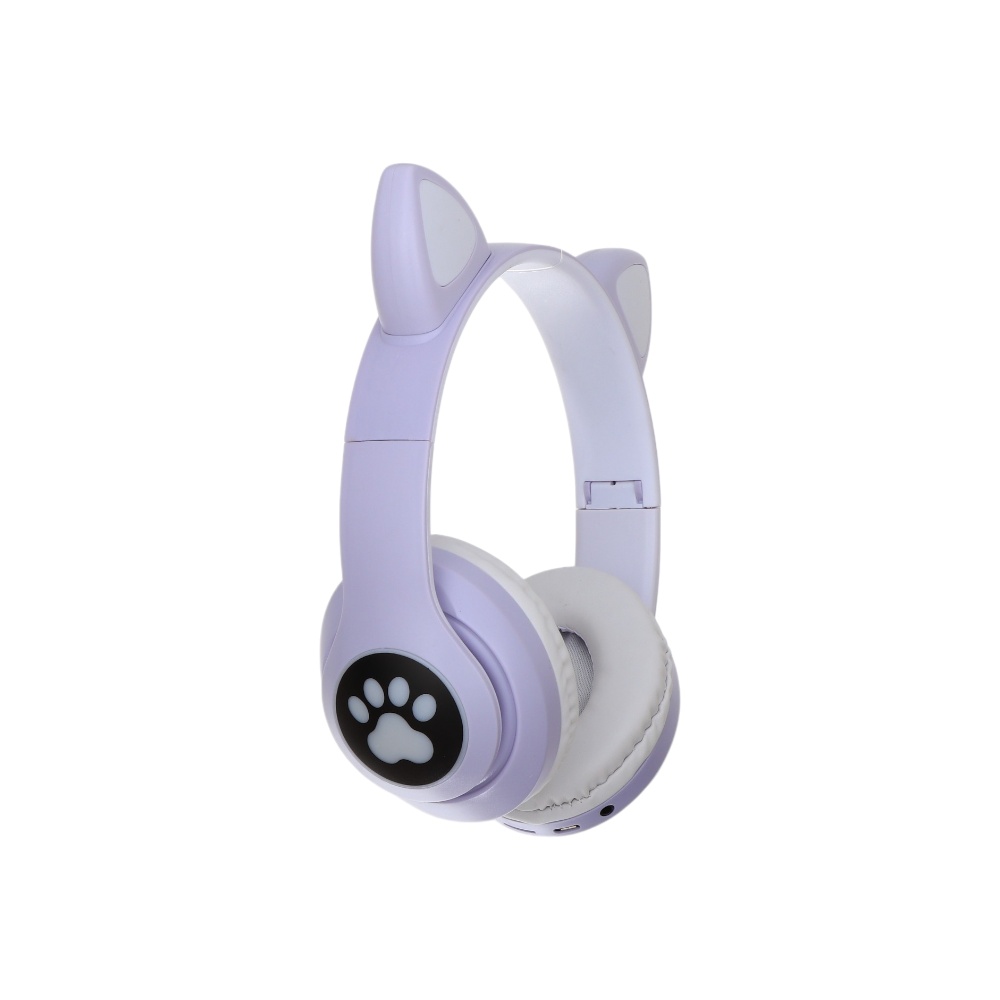 سماعة رأس بلوتوث لاسلكية بجهد 5 فولت و سعة البطارية 500 مللي أمبير وتصميم قطة - موديل STN-28