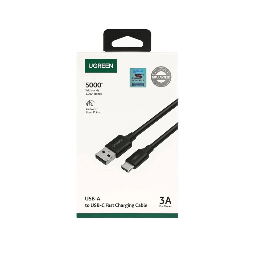 يوجرين وصلة شحن ونقل بيانات تايب سي قوة 3 أمبير طول 1 متر - أسود