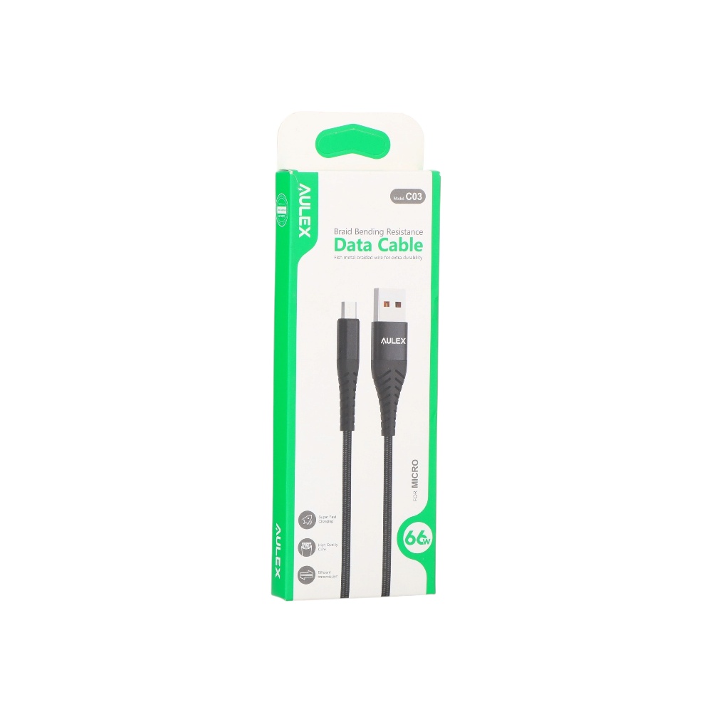  كابل بيانات وشحن اوليكس سريع مضفر تايب سي 66 وات موديل C03 - أسود