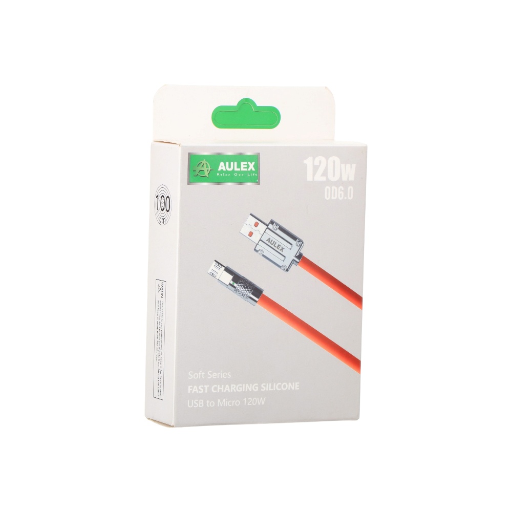 كابل بيانات اوليكس سيليكون سريع الشحن USB إلى مايكرو 120 وات - برتقالي