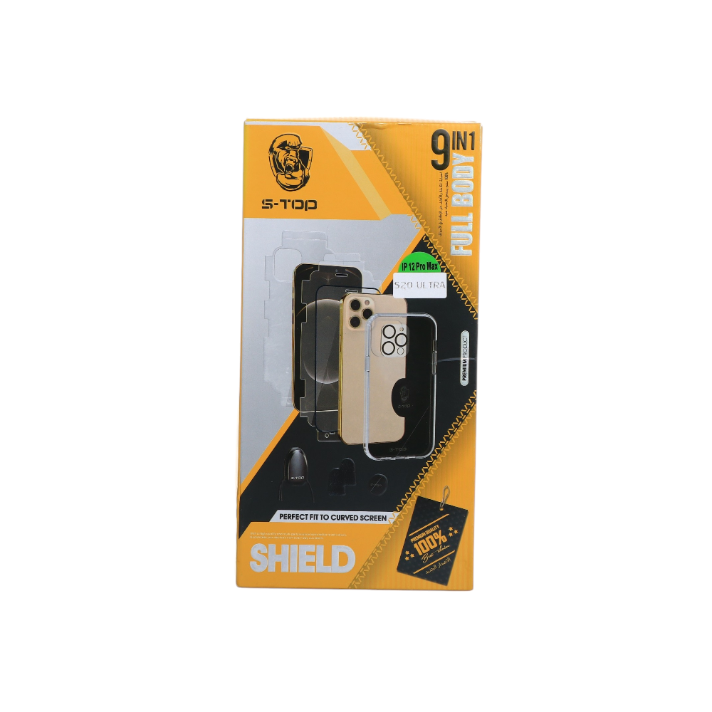 شيلد مجموعة حماية جوال أبل ايفون 13 برو ماكس 9 ×1 من نوع S-TOP - شفاف