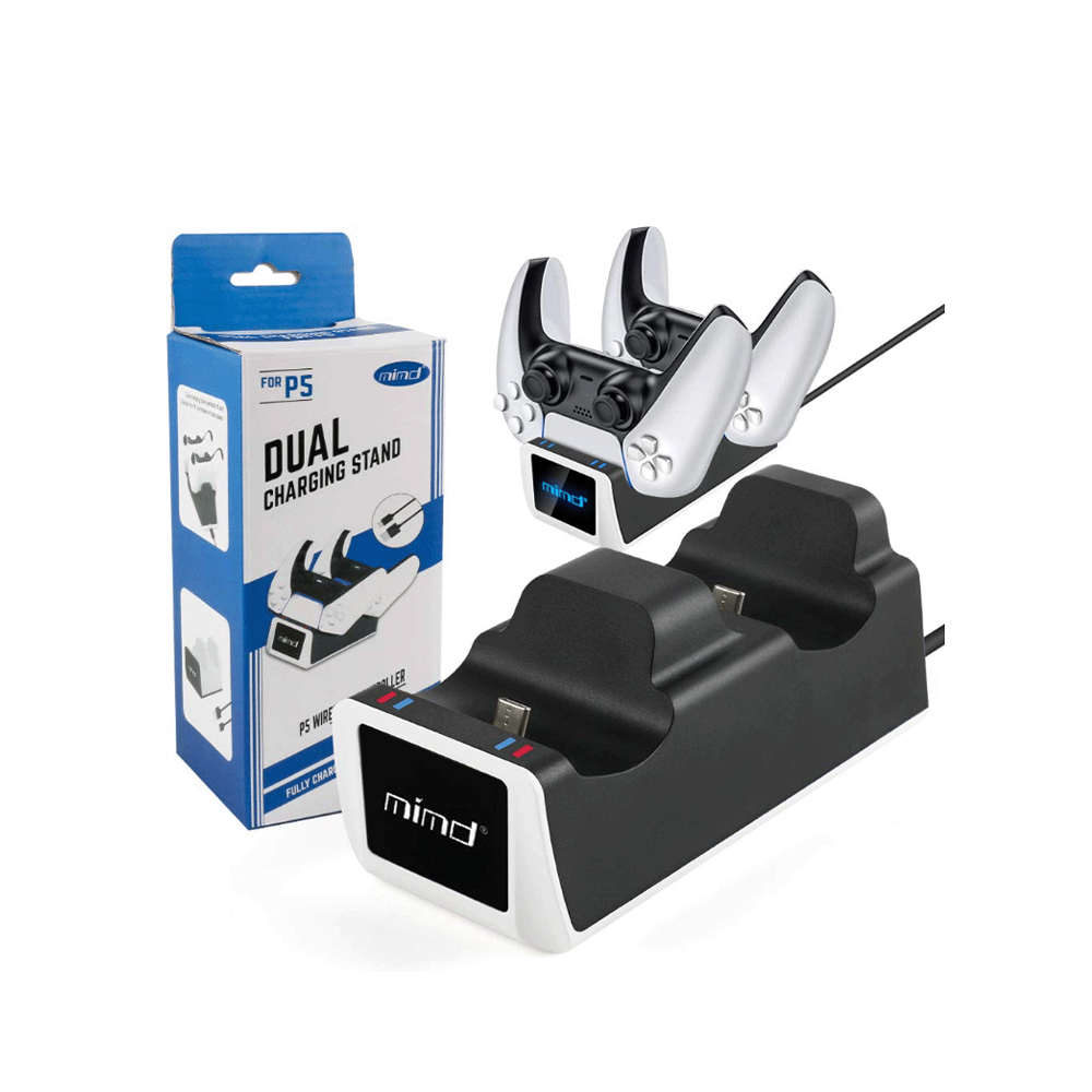 ميمد قاعدة شحن مزدوجة لوحدة تحكم PS5 مع مؤشر LED وشريحة