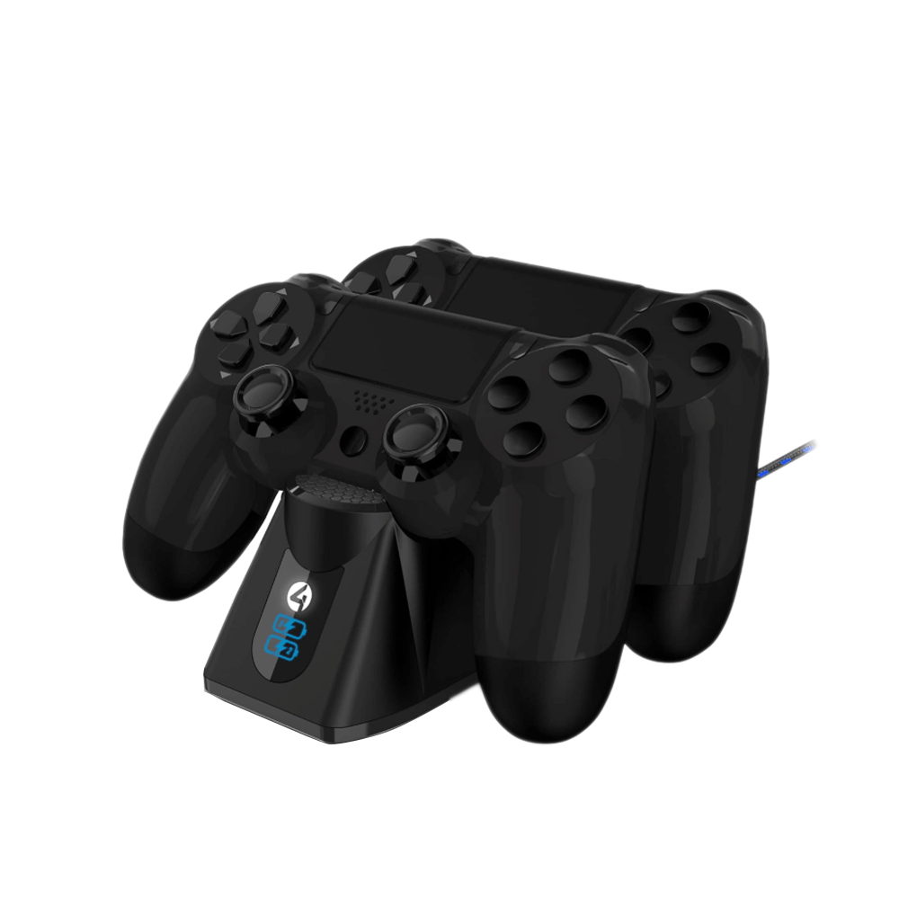 فور جيمرز قاعدة شحن مزدوجة مع كابل شحن بطول 2 متر لأجهزة البلاي ستيشن 4 - موديل SP-C100 

