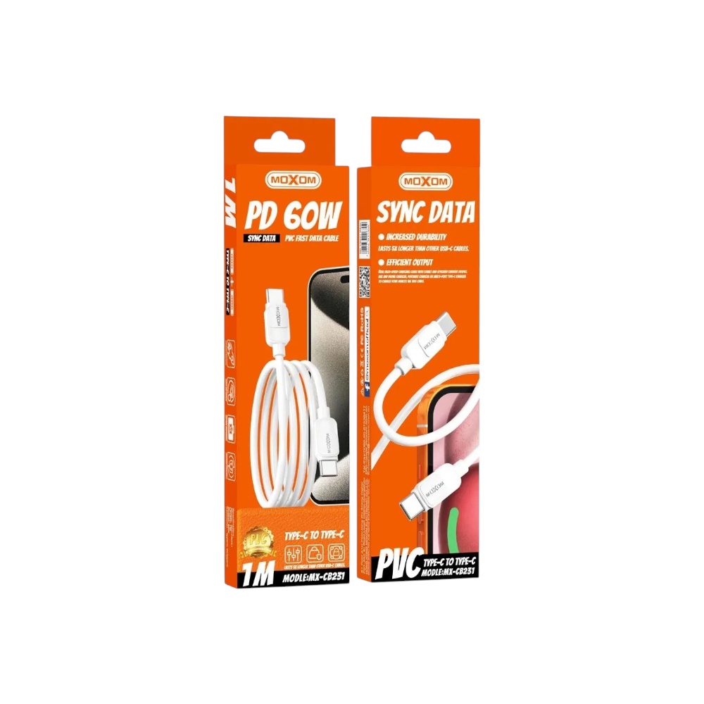 موكسوم وصلة شحن و نقل بيانات تايب سي سريعة قوة 60 وات طول 1 متر موديل CB231
