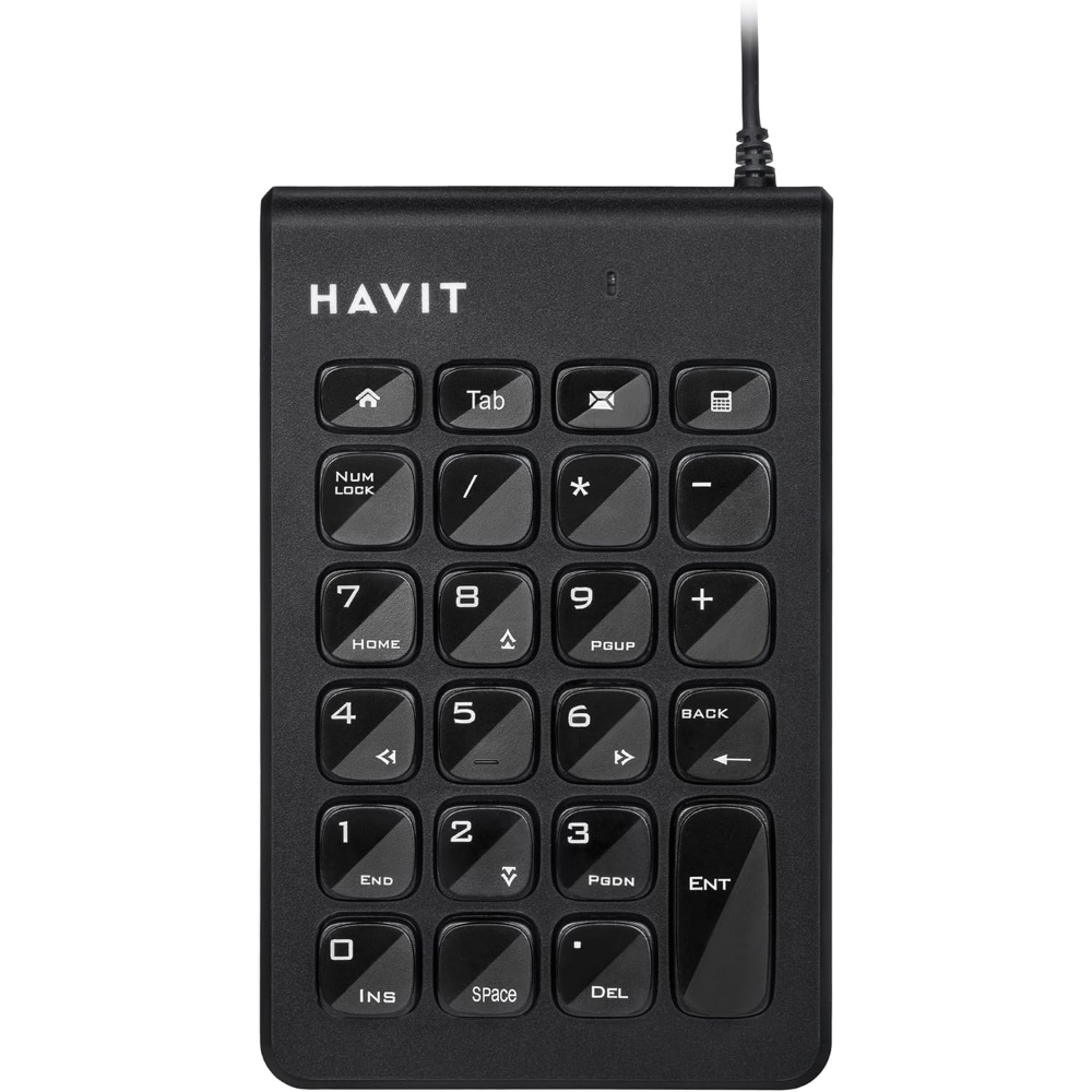 هافيت لوحة مفاتيح رقمية سلكية 23 رقم مع الة حاسبة موديل KB223 - أسود