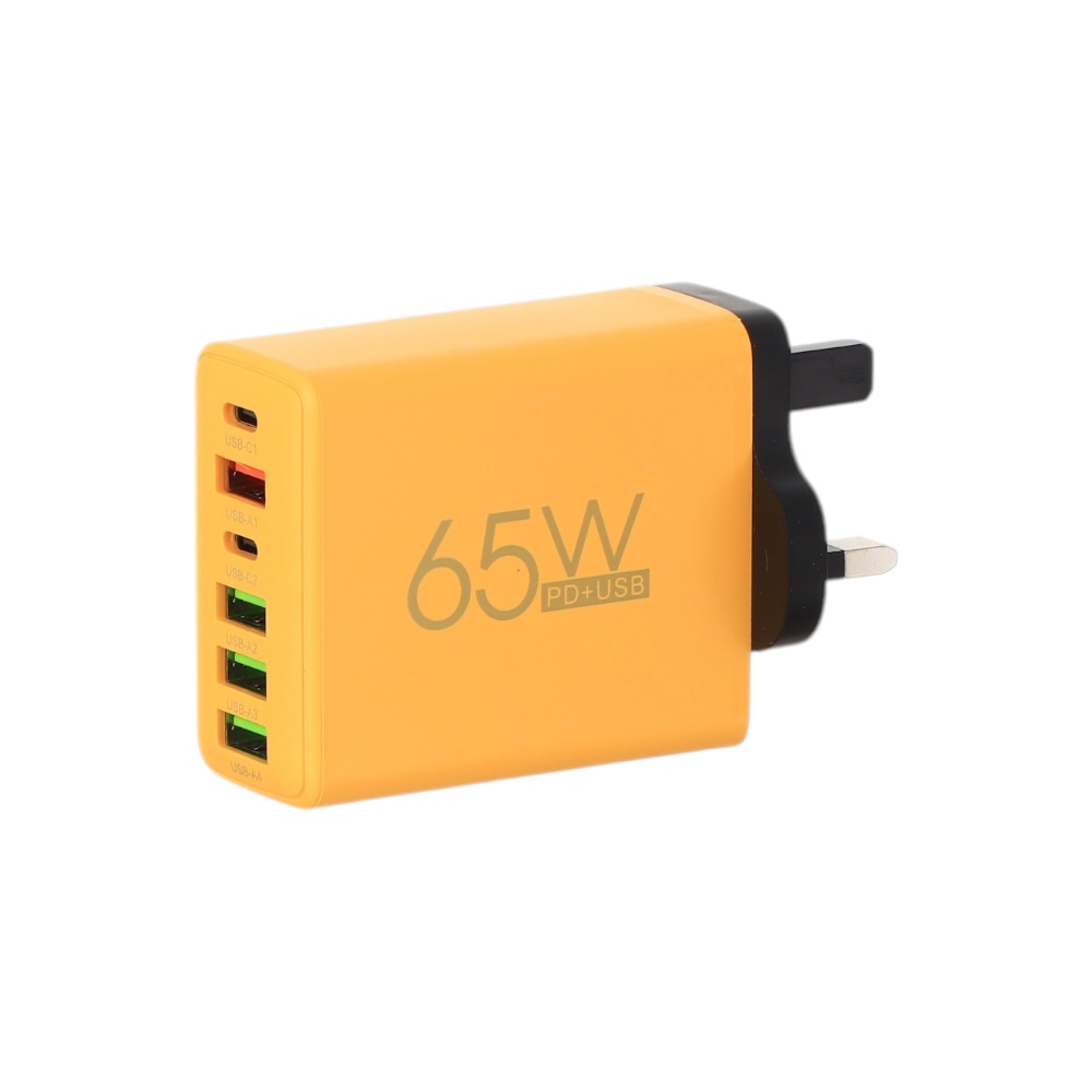 شاحن جداري 65 وات متعدد المنافذ موديل M224 - اصفر