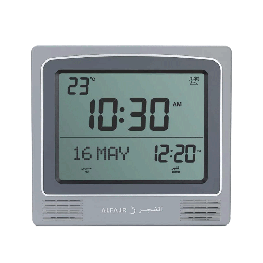  ســاعـة الفجر جـدار يــة / طـاولـة بعرض زمني رقمي  موديلCW-15 -رمادي