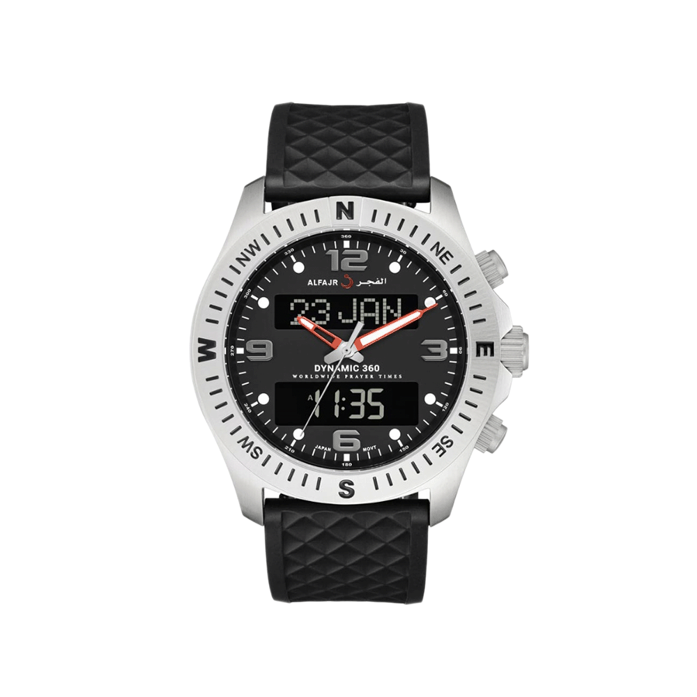 ساعة يد الفجر داينمك بهيكل فولاذ وسوار جلد أسود - موديل WH-24