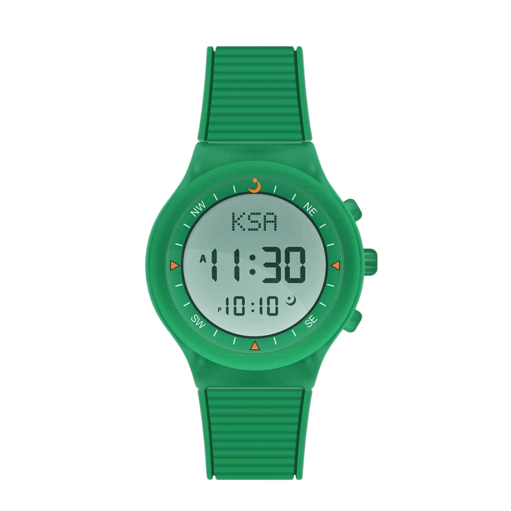 ساعة يد الفجر  رياضية بإطار بلاستيك وسوار من السيلكون  موديل WY-16 - اخضر