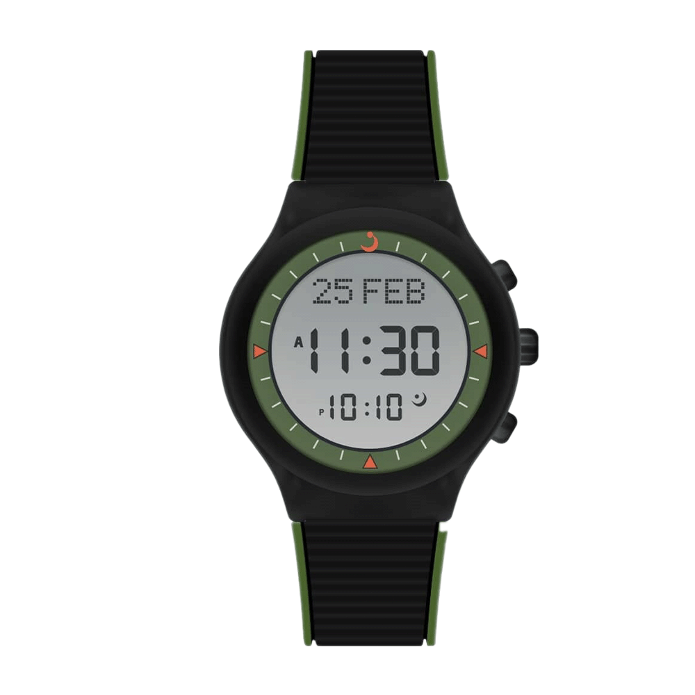 ساعة يد الفجر  رياضية بإطار بلاستيك وسوار من السيلكون  موديل WY-16 - اسود