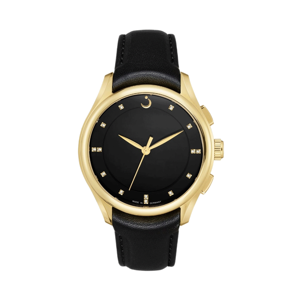 ساعة يد الفجر  بهيكل فولاذي وسوار جلد موديل WG-28GL -اسود