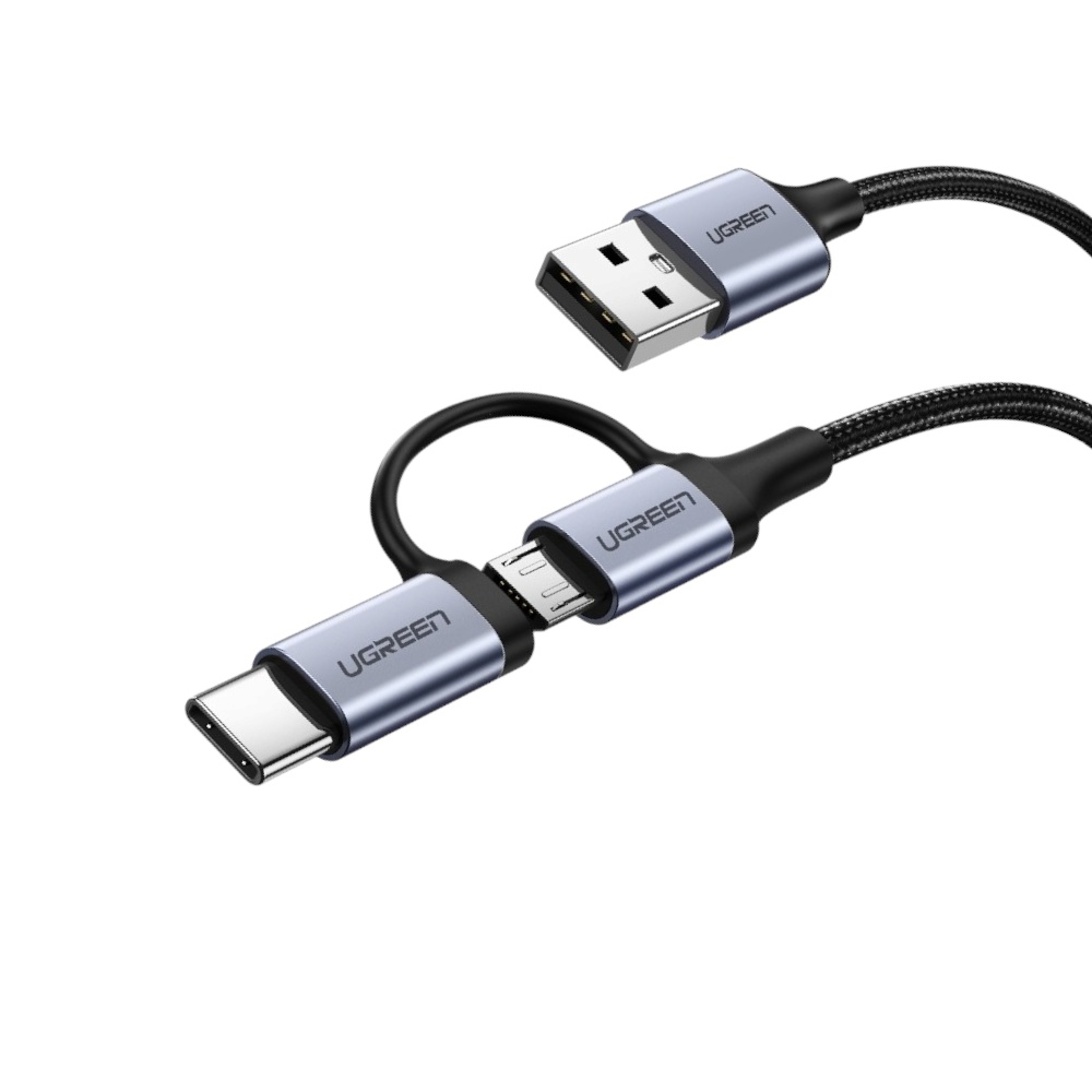  كابل  يوجرين يو اس بي إلى تايب سي ومايكرو بطول 1 متر - أسود