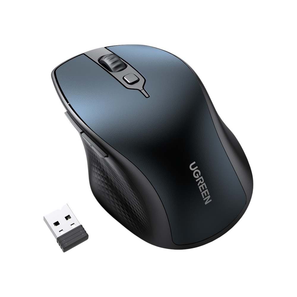 ماوس لاسلكي مريح يوجرين اتصال مزدوج وبلوتوث 5.0 موديل 15807 - أسود