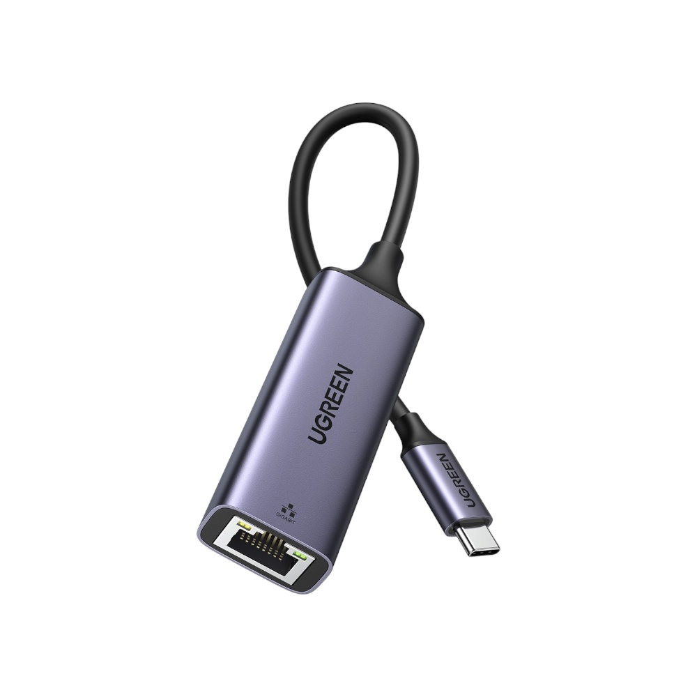 محول شبكة يوجرين تايب سي إلى ايثيرنت  فائق السرعة موديل 50737 - رمادي 