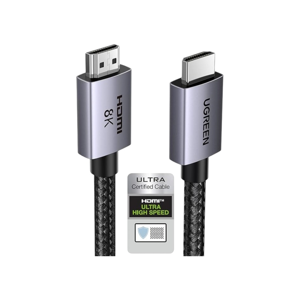 كابل يوجرين HDMI 8K فائق السرعة مضفر موديل 25911 - رمادي 