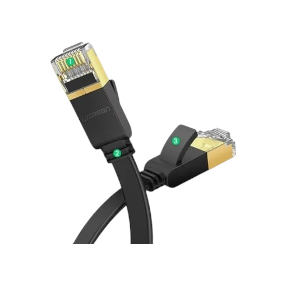 كابل شبكة يوجرين Cat 7 مسطح فائق السرعة 10 جيجابت بطول 15 متر موديل 70653 - أسود