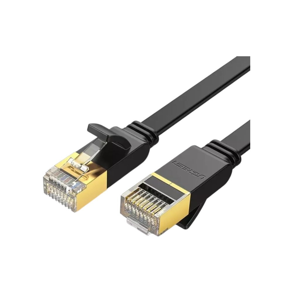 كابل شبكة يوجرين Cat 7 مسطح فائق السرعة 10 جيجابت بطول 5 متر موديل 11263 - أسود