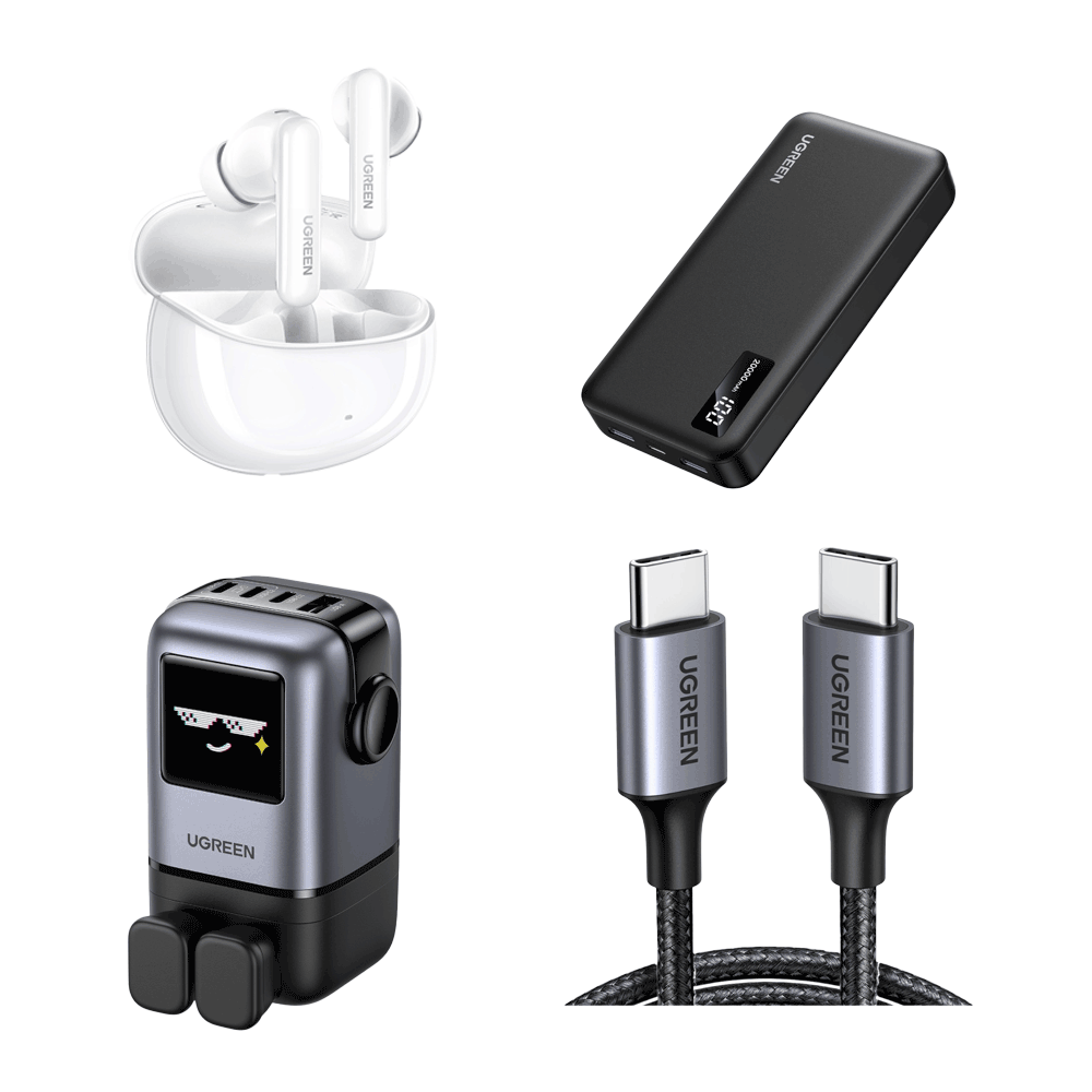 باكج يوجرين سماعة T3 Pro + شاحن روبوت 100 وات + باور بانك 20000 مللي أمبير + كابل 60 وات