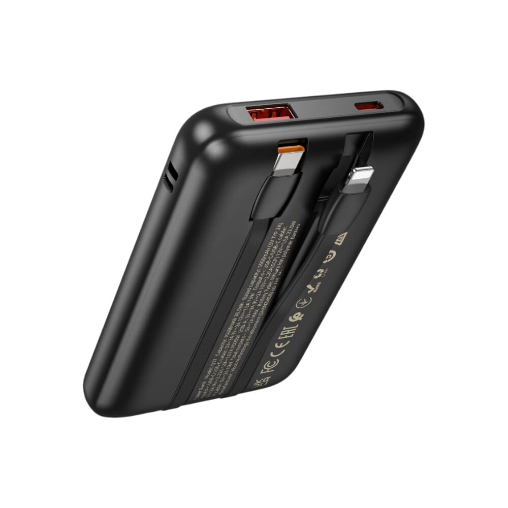 باور بانك هوكو بسعة 10000 مللي أمبير مع وصلات مدمجة موديل Q37 - أبيض