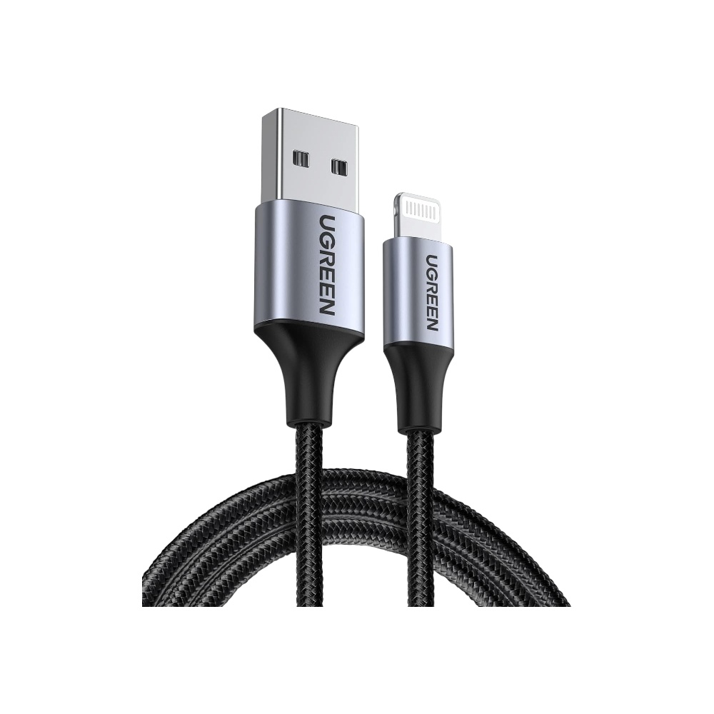 كابل يوجرين لايتنينج نايلون مضفر شحن ونقل بيانات موديل 60156 - أسود