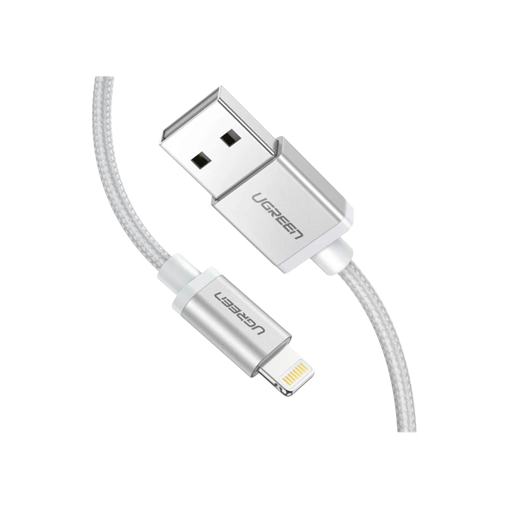 كابل يوجرين لايتنينج نايلون مضفر شحن ونقل بيانات موديل 60161 - فضي