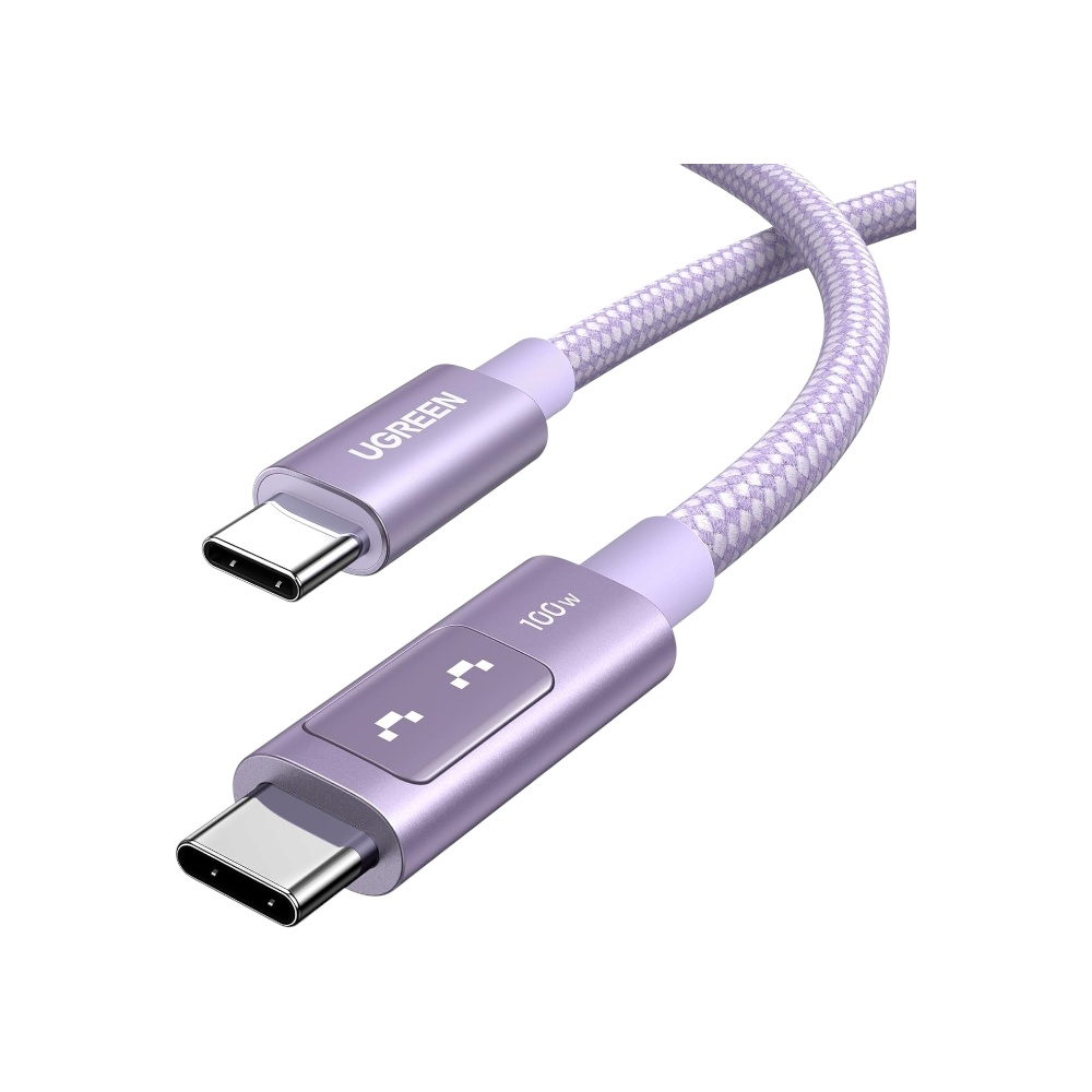 كابل يوجرين أونو تايب سي إلى تايب سي شحن سريع 100 وات مع شاشة LED موديل 15312 - بنفسجي