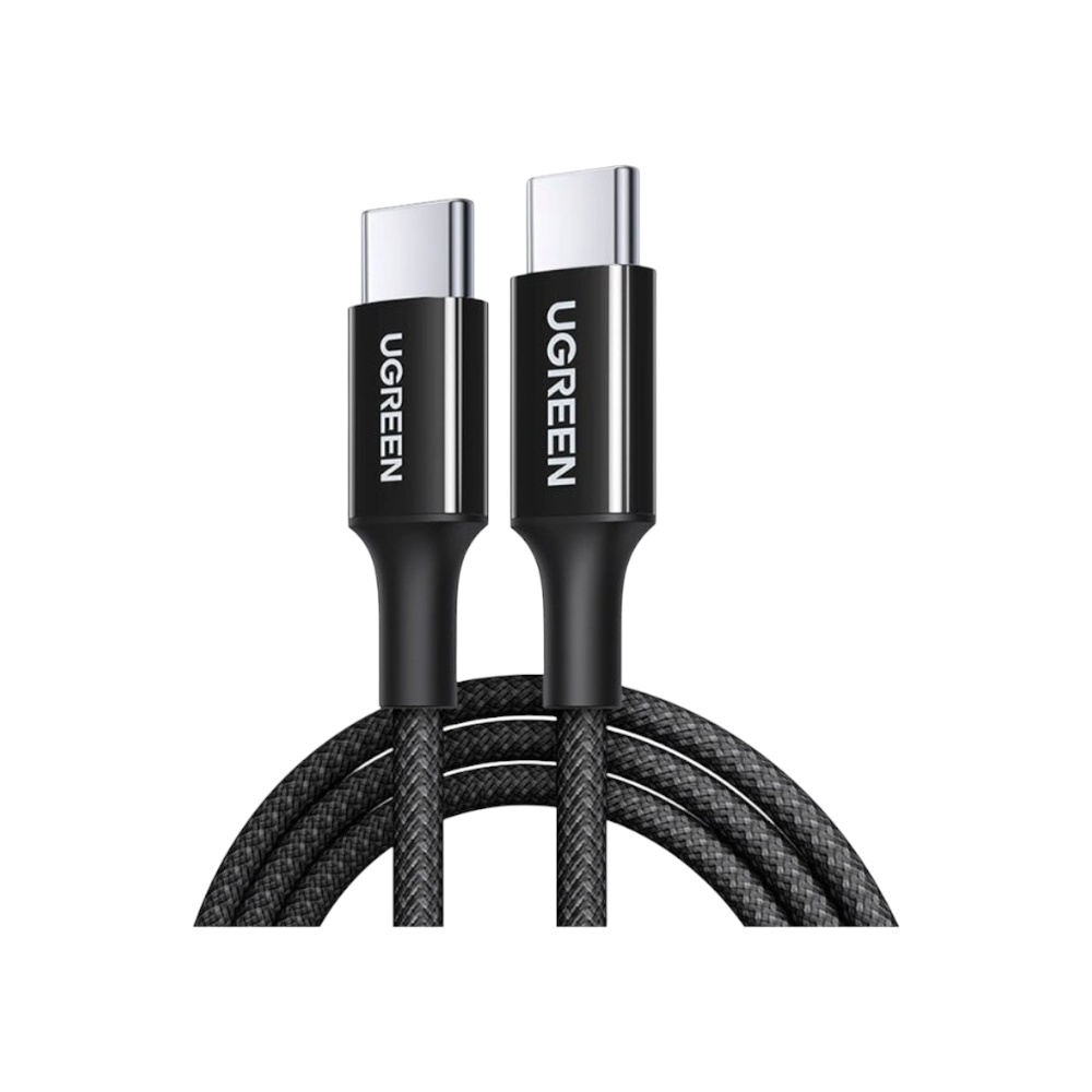 كابل يوجرين تايب سي إلى تايب سي نايلون مضفر شحن سريع 100 وات موديل 65249 - أسود